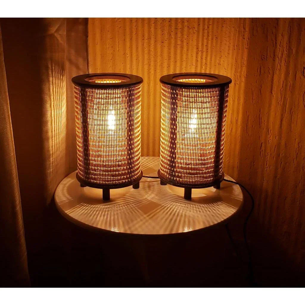 Pair of Japanese Bamboo Lamps