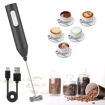 Rechargeable USB Electric Mini Milk Frother – Portable Milk Frother with 3 Speeds for Coffee, Matcha and Premium Beverages
